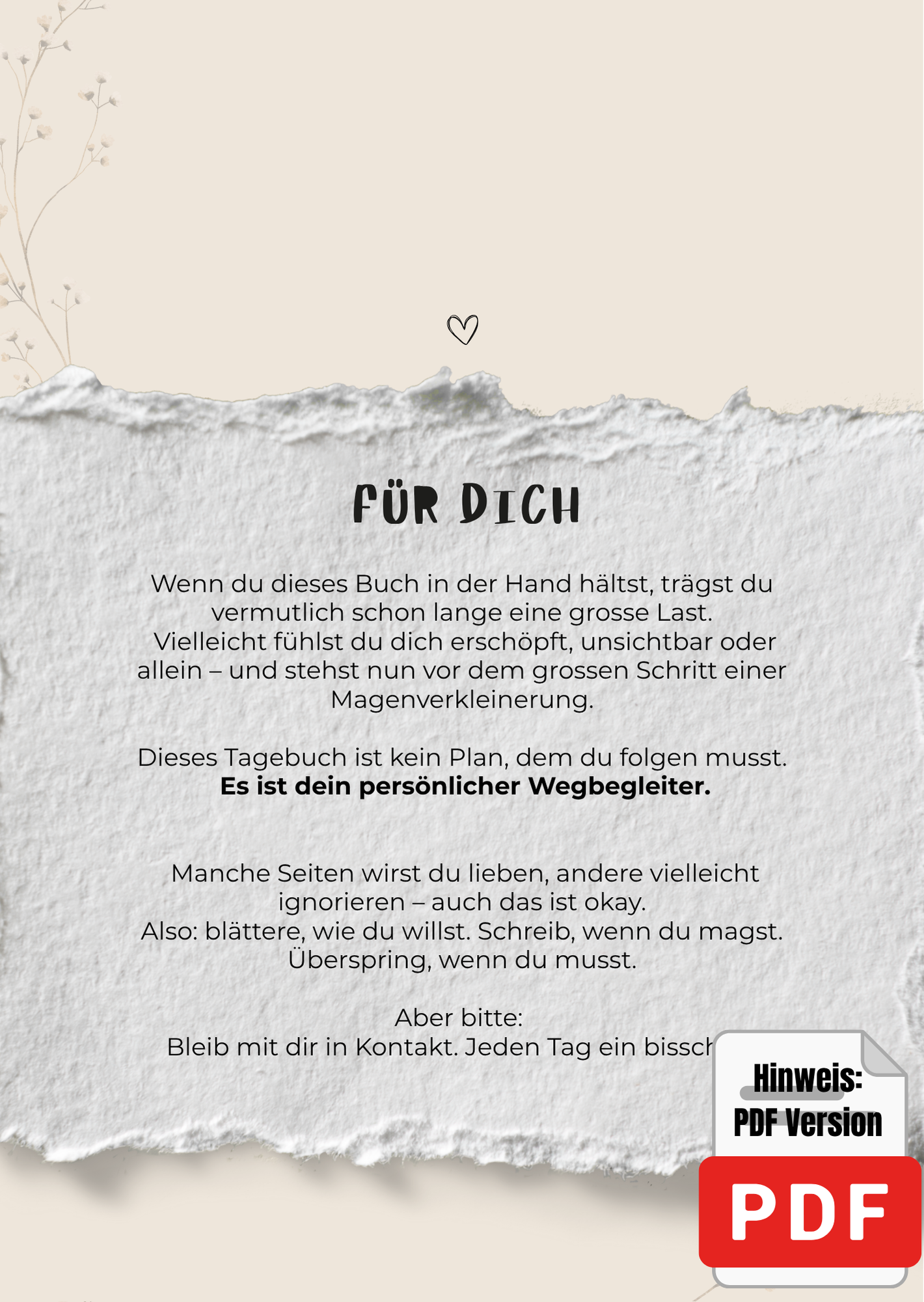 Digitale Ausgabe (PDF/digital ausfüllbar) - Dein Sach- & Tagebuch zur Magenverkleinerung