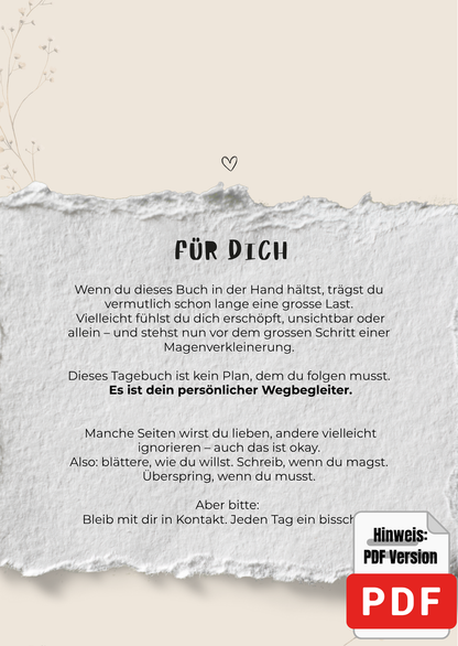 Digitale Ausgabe (PDF/digital ausfüllbar) - Dein Sach- & Tagebuch zur Magenverkleinerung