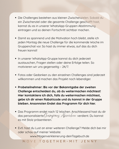 Probewoche, 7 Tage testen - Deine 12-Wochen-Alltagsbewegung/Wohlfühl-Challenges